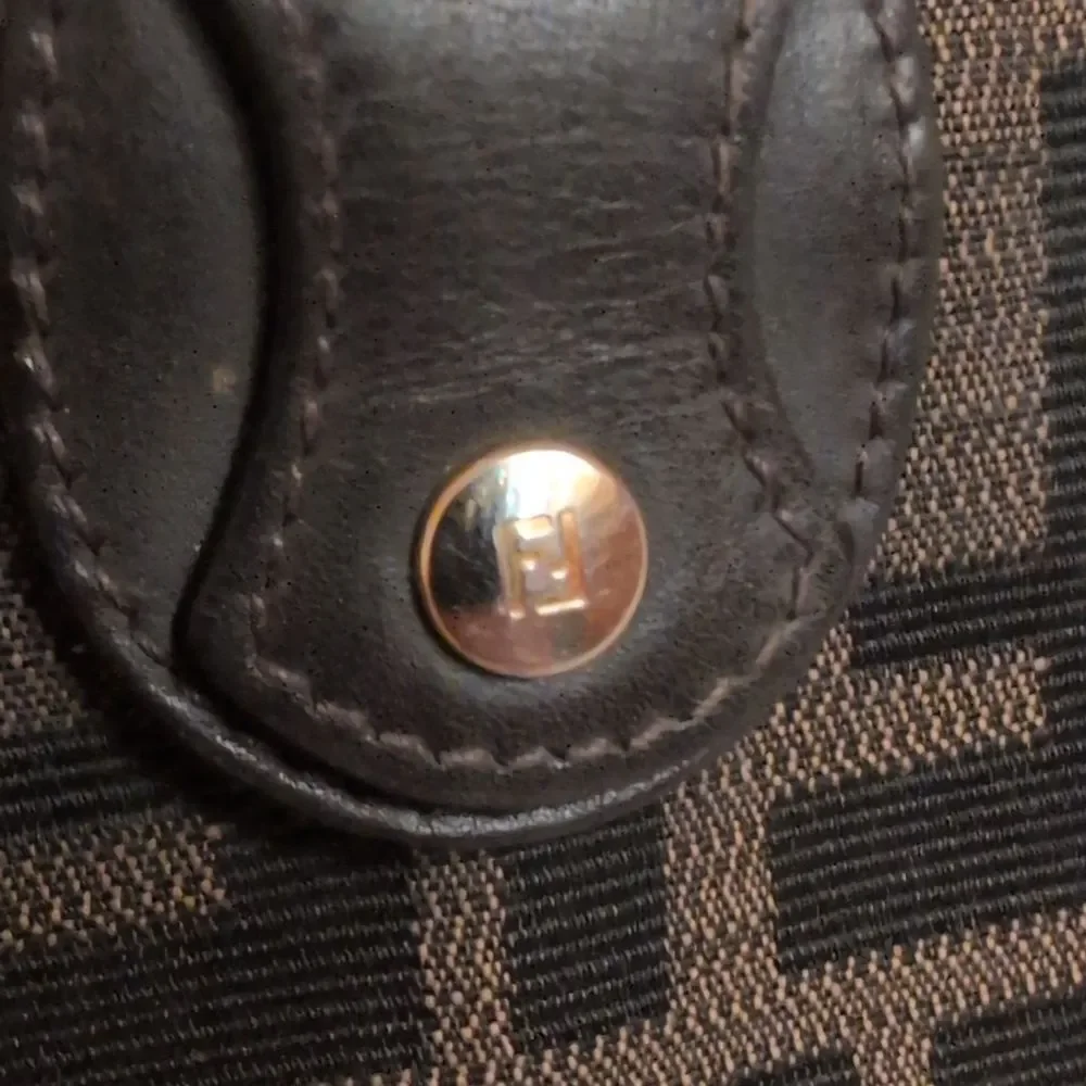 Authentic Fendi Brown Zucca Wallet Tri-Fold Long Brown Leather Canvas AF52695